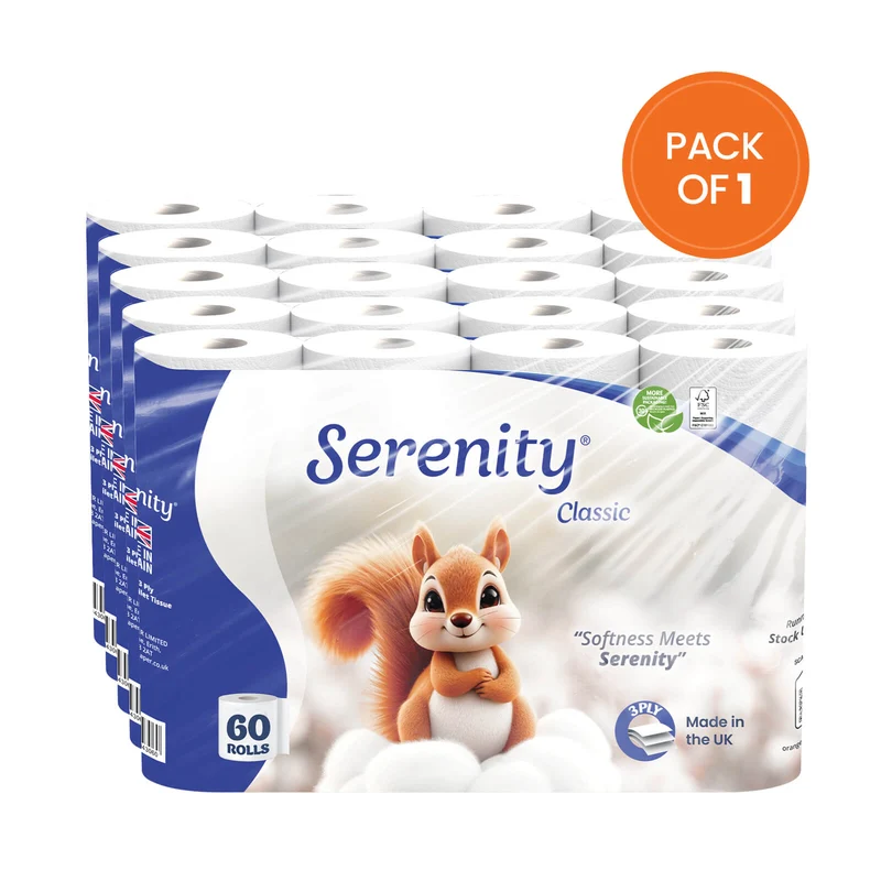 Serenity Soft 3-Ply Quilted Toilet Paper 60 Rolls